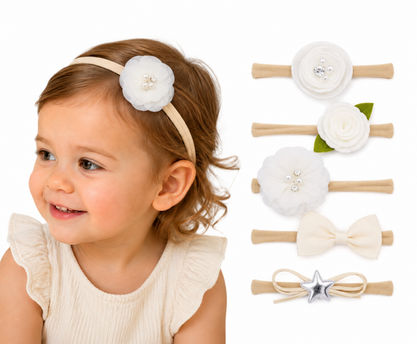 5 Stuks Meisjes Haarbandjes 0-5 jaar - Crème Kleur