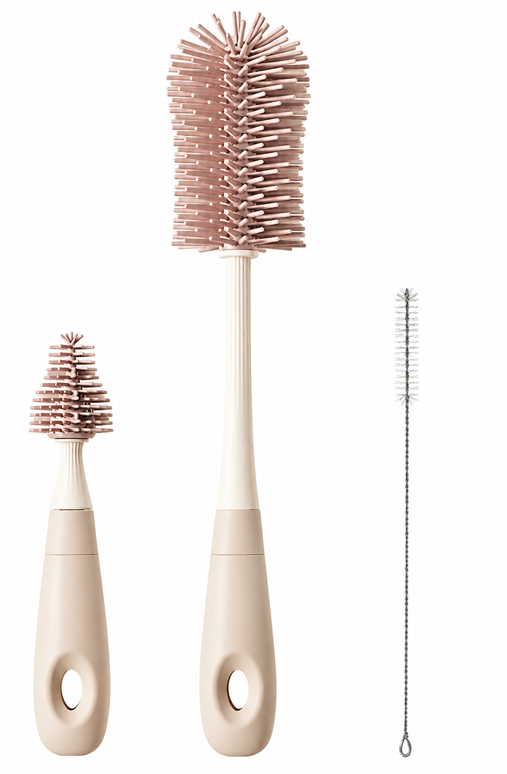 3-Delig - Flessenborstel Baby - Beige - BPA vrij - Siliconen