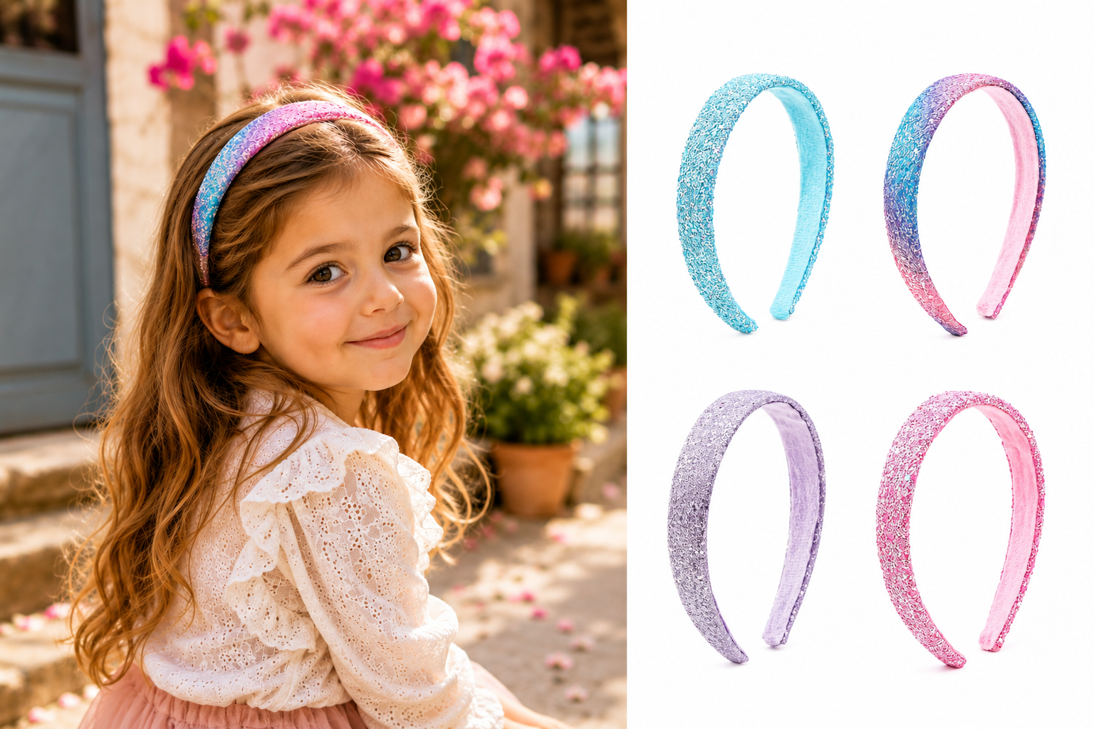 4 Stuks - Meisjes Haarbanden - Diadeem Glitters - Zeemeermin Kleuren