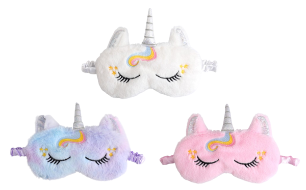 3 Stuks - Slaapmaskers kind - Regenboog Unicorn - Peach Multi Kleuren