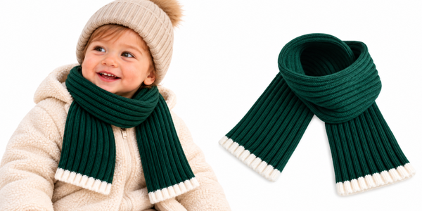 Gebreide kindersjaal unisex - groen - winter sjaal 0-3 jaar