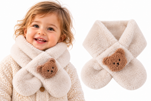 Pluchen Baby Sjaal - Crème - Beertje - 6-24 maanden