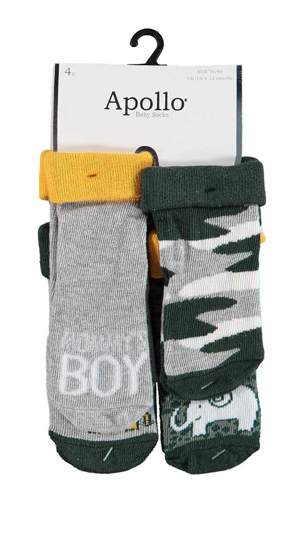 Jongens sokjes groen camouflage safari