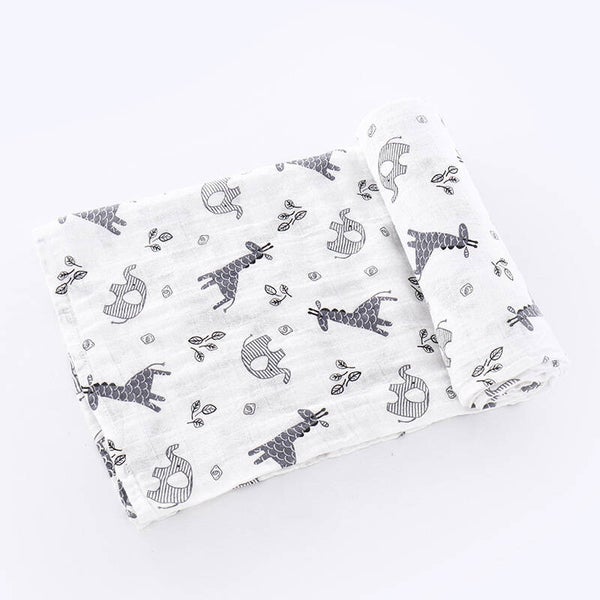 Hydrofiele doek XL - 120x120 cm - Bosdieren Grijs Wit