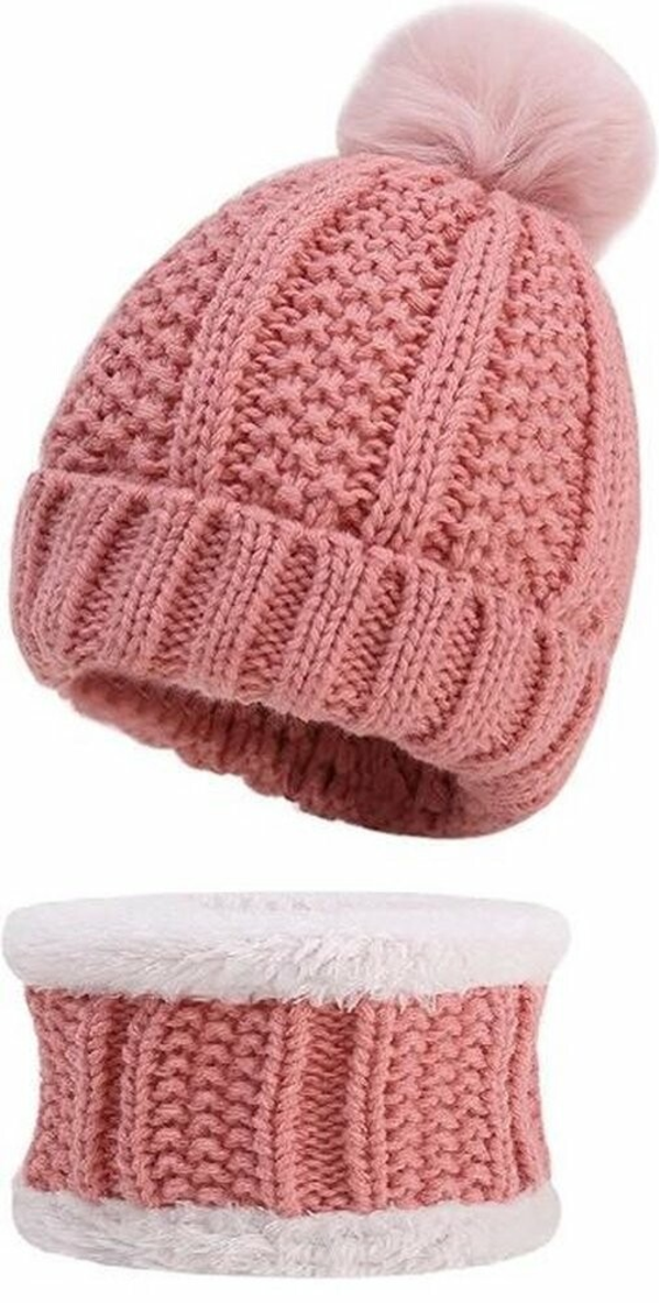 Set muts colsjaal Fleece Baby (4-10 maanden) Roze