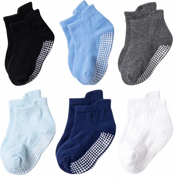 6 Paar Antislip Sokken - 2-4 jaar - Blauw