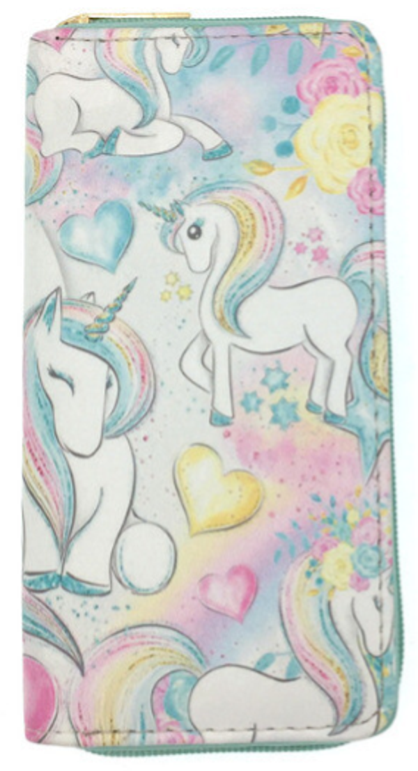 Meisjes Unicorn Portemonnee - Groot - Lichtblauw Roze