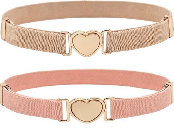 2 Stuks - Meisjes riem hart verstelbaar - 1 t/m 5 jaar - Roze en Beige