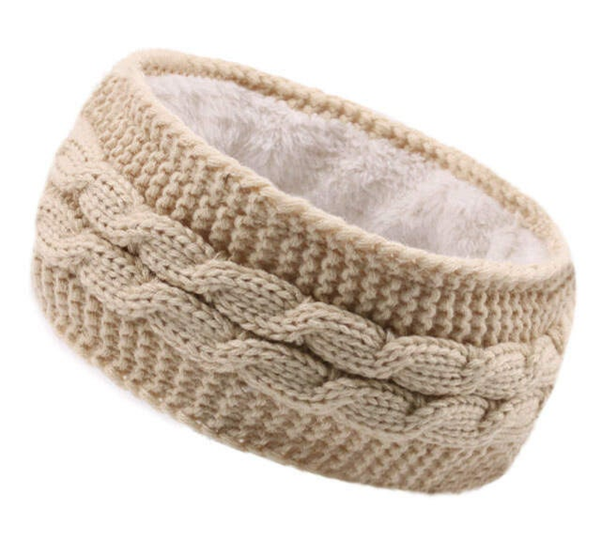 Dames Winter Oorwarmer met Fleece Voering - Beige