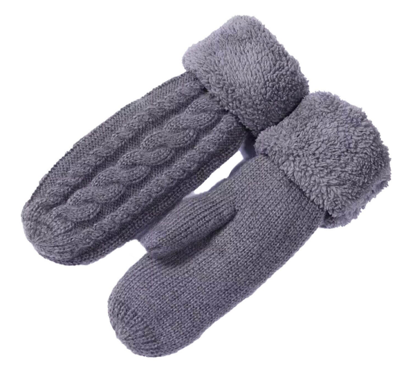 Kabelgebreide Dames Wanten met Voering - Grijs