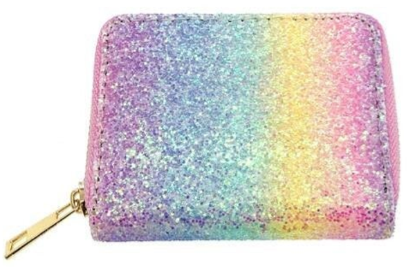 Meisjes Portemonnee - Regenboog Kleuren Glitters