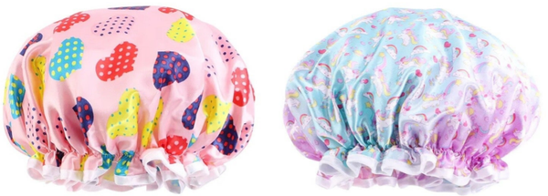 2 Stuks - Douchemuts Meisje - Unicorn Hartjes - Waterproof - waterdicht (1-8 jaar)