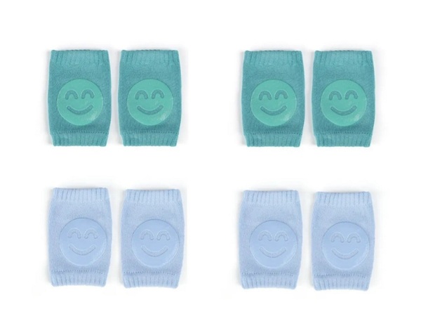 4 paar - Anti-slip knie sokjes - Smiley - Blauw Groen