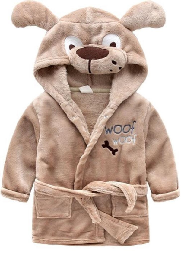 Kinder peuter Badjas met zakken - jongens kind - hond