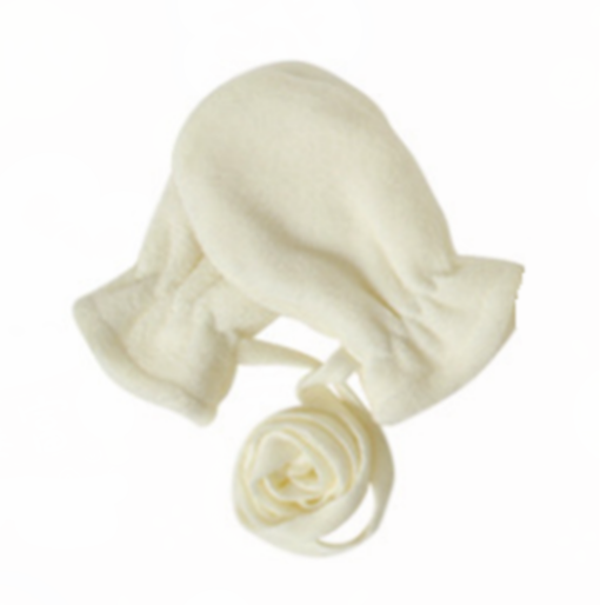 Baby Fleece Wantjes Kind met Koord - Wit/ Crème - 3-18 mnd