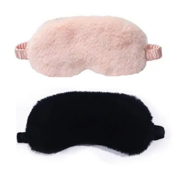 2 Stuks - Dames Pluchen Slaapmaskers - Verduisterend - Roze en Zwart