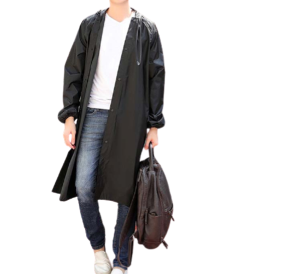 Regenjas zwart (Maat L) unisex - licht gewicht - opvouwbaar - pocket size