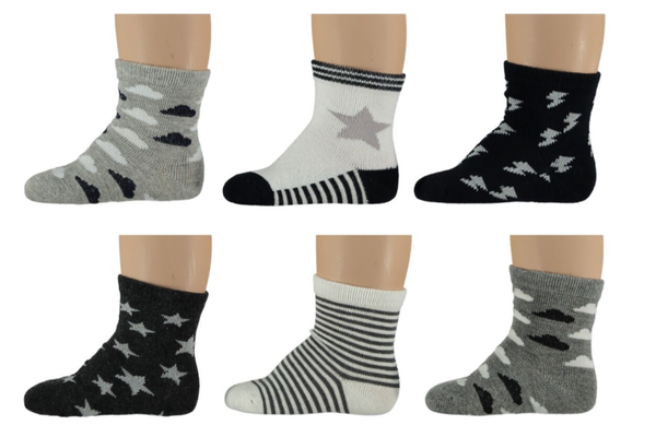 6 pack - Jongens sokken - baby dreumes - ster wolk bliksem