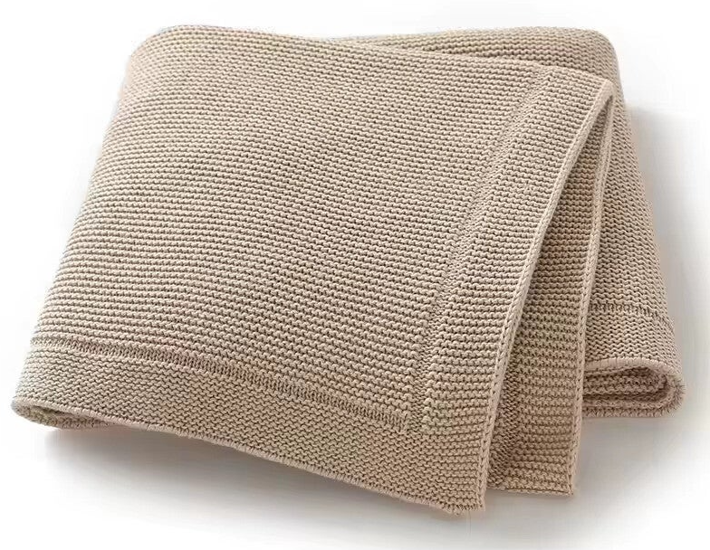 Gebreide Baby Deken 80×100 cm – Katoenen Baby Plaid – Beige