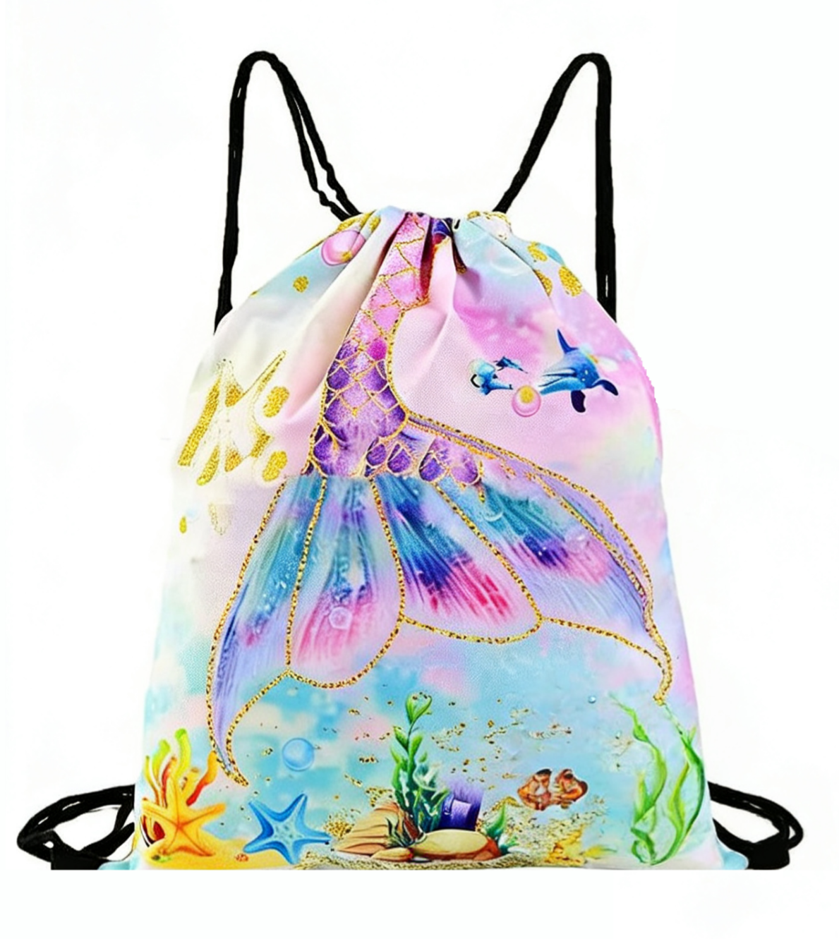 Meisjes Gymtas Zeemeerminnenstaart  - Sporttas met Rijgkoord - 4-12 jaar