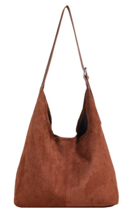 Warm Bruine Suede-look Hobo Tas – Tijdloos, zacht & moeiteloos stijlvol