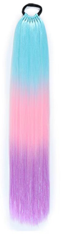 Haarextensie - Synthetisch - Blauw, Roze & Paars - 70 cm - Met Elastiek