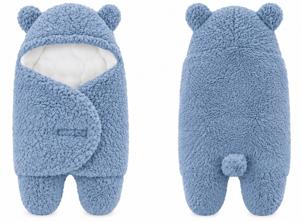 Teddy Babyslaapzak - Winter Editie - Blauw - Inbakerdoek Baby - Maat 62/68 (3-6 maanden)