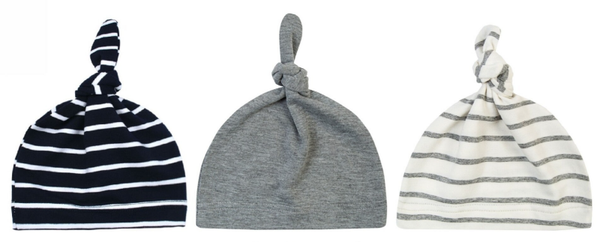 Set van 3 | Baby mutsjes newborn | pasgeboren baby |  Grijs strepen