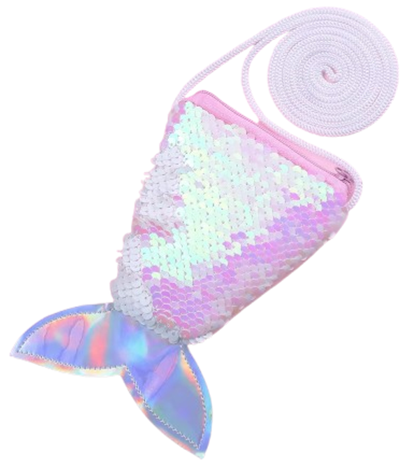 Schoudertasje Zeemeerminnenstaart - Munttasje - Roze/ Wit