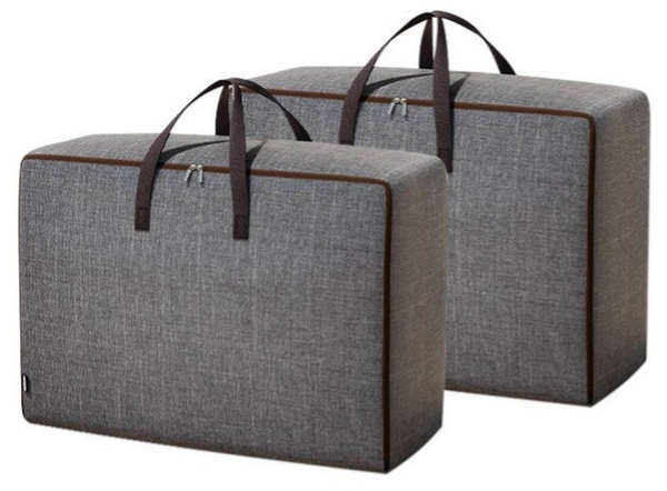 Opbergtassen Set van 2 Groot (60x40x25 cm) & Extra Groot (70x50x30 cm) – Oxford Stof – Grijs