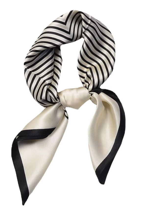 Dames Haarsjaal - Neksjaal - Vierkant 70x70 cm - Zwart Wit Gestreept