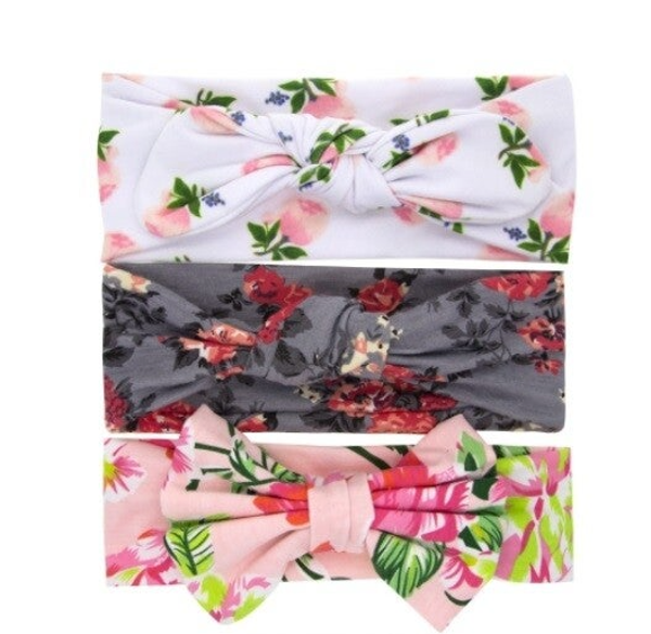 set 3 stuks | baby en dreumes haarbandjes 6-24 maanden | wit - grijs - roze