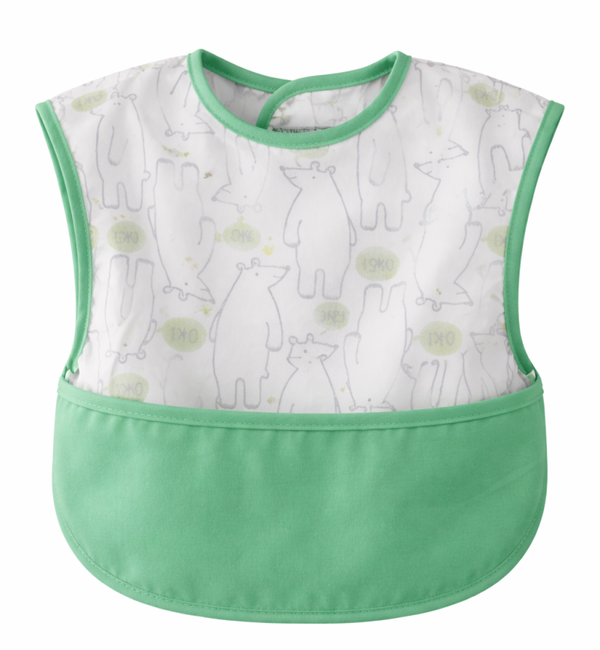 Slabbetje Baby & Dreumes – Korte Mouwen – Beren Groen – Waterproof – 0-2 Jaar