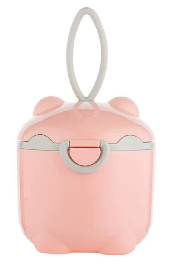 Melkpoeder Doseerdoos Baby - Beervorm Roze - inclusief Maatschepje - 400 ml - BPA vrij