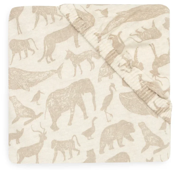 Jollein - Hoeslaken Jersey 60x120cm Animals Nougat