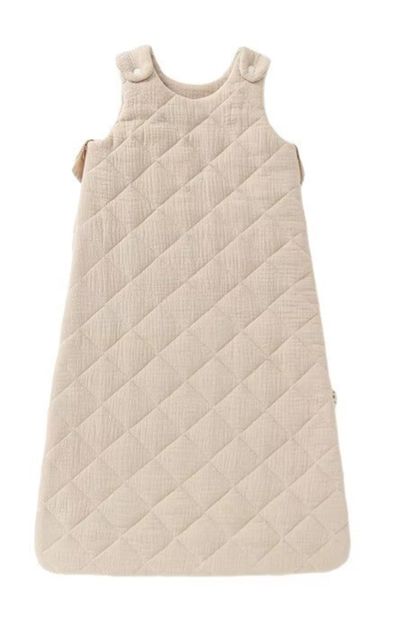 Babyslaapzak Beige – Zacht Hydrofiel Katoen voor 0-6 Maanden en 6-12 maanden - Mouwloos