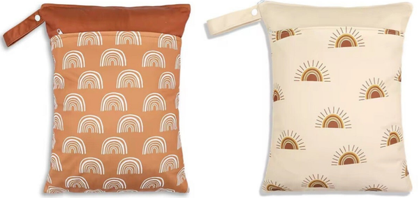 2 Stuks - Waterdichte Opbergtas - Luiertas - Wetbag - 2-vaks - 40x30 cm - Regenboogjes Zonnetjes