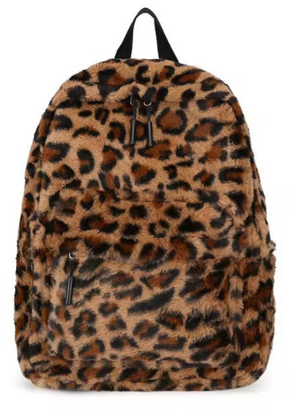 Pluche Rugzak - Luipaardprint - 27x38x12 cm