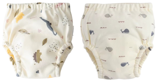 2 Stuks - Oefenbroekjes Waterproof - 8-12 kg (6 mnd-2 jaar) en 11-15 kg (2-4 jaar) - Dinosaurus Walvis