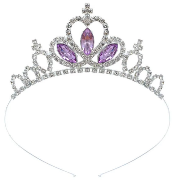 Prinsessen Tiara - Paars Zilverkleurig - Diadeem - kroon meisje kind vanaf 4 jaar