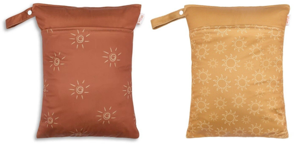 2 Stuks - Waterdichte Opbergtas Groot - Wetbag Luiers - Reistas - 2-vaks - 40x30 cm - Golden Sun