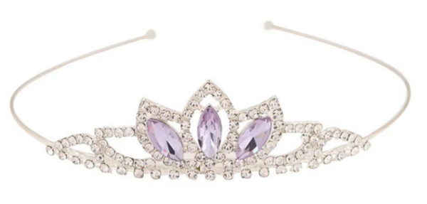 Prinsessen Tiara Zilver met Paarse Marquise Kristalstenen – Elegant Bladvorm Design