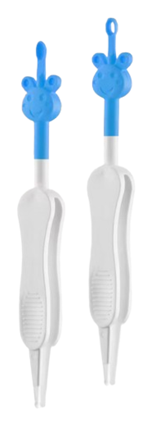 BPA-vrije 2-in-1 Baby Verzorgingspincet Set – Neus & Oren – 2 Stuks – Wit/Blauw met Giraffe Design