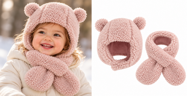 Set Teddy Muts en Sjaal - Roze