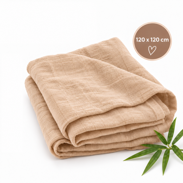 Hydrofiele doek XL - 120x120 cm - Inbakerdoek - Zand Beige Effen