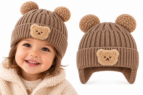 Muts Beertje Teddy Oortjes - Bruin - met Voering - 1-3 jaar