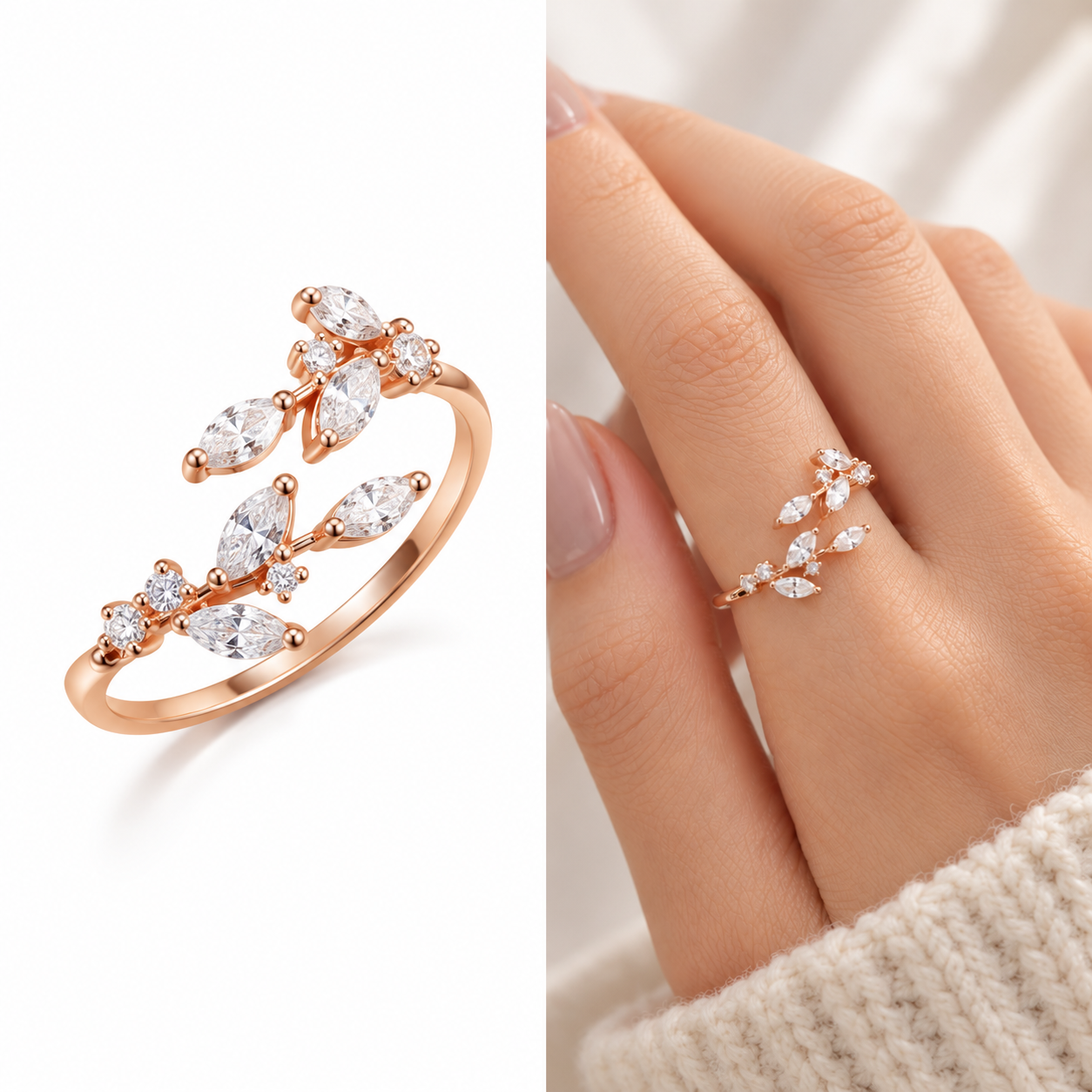 Dames Ring Roségoudkleurig met Zirkonia