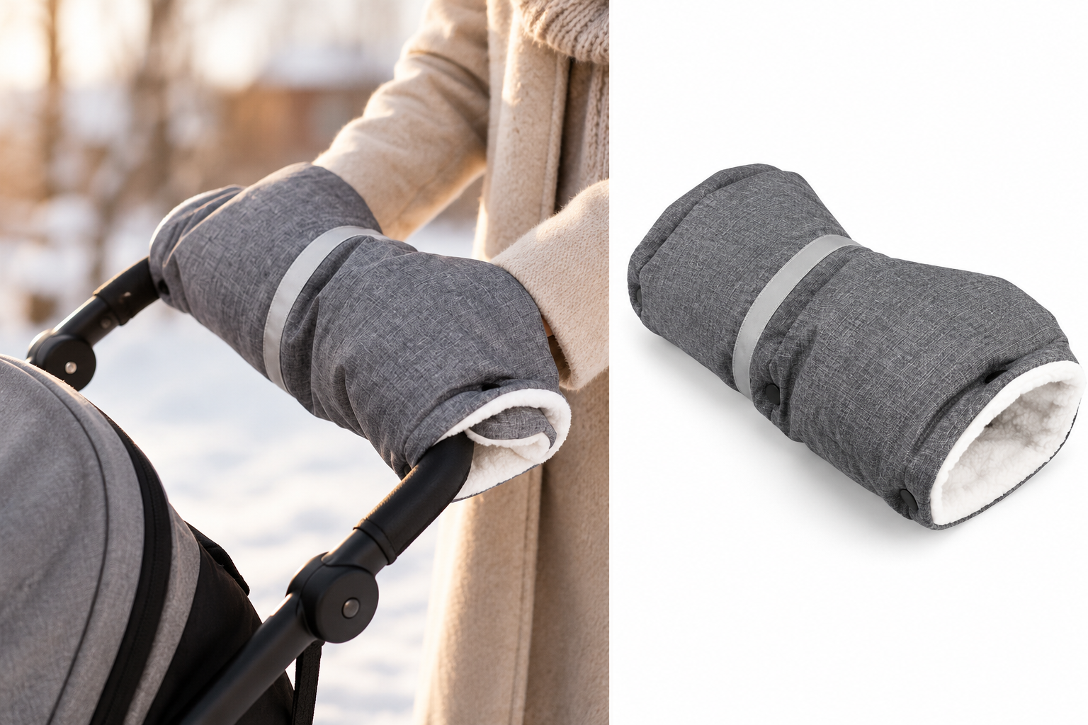 Universele Kinderwagen Handschoenen - Handwarmer - Grijs
