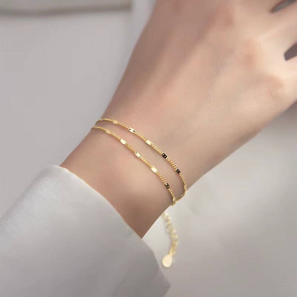 Elegant Dubbel‑Laags Damesarmband – Roestvrij Staal, Luxe & Tijdloos