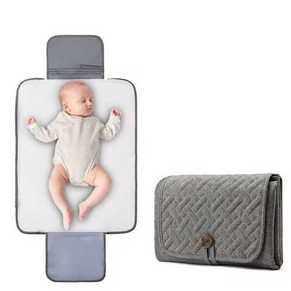 Grijze luxe verschoonmat met extra vakken – Baby 0-3 jaar – afmetingen 70×54 cm